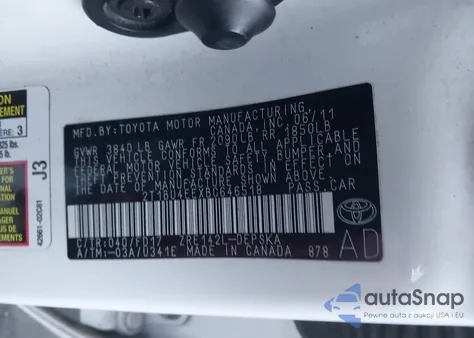 2011 Toyota Corolla S из США, поврежденный, VIN 2T1BU4EEXBC646518